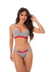 Conjunto de Bojo Mescla com Detalhe em Renda