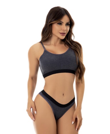 Conjunto Esportivo de Mescla com Bojo Removível