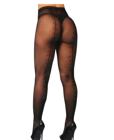 Meia Calça Arrastão com Detalhes em Strass
