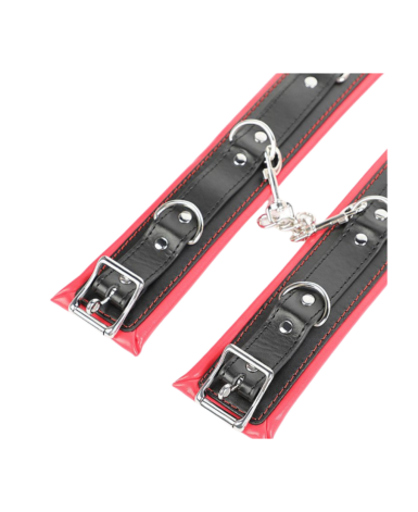 Algema com Corrente e Fivelas Vermelho com Preto