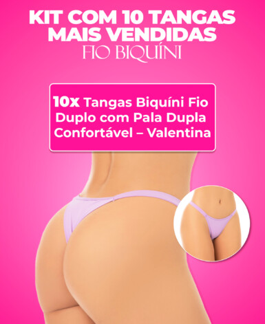 Kit 10 Tangas Biquíni Fio Duplo com Pala Dupla Confortável