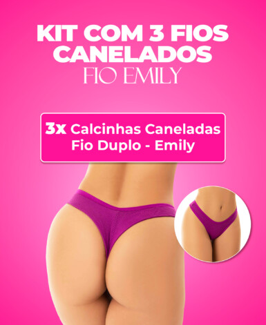 Kit 3 Calcinhas Canelada Fio Duplo