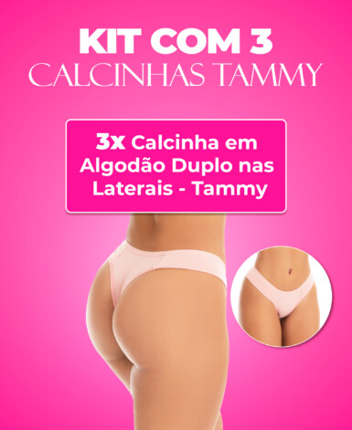Kit 3 Calcinhas em algodão duplo nas laterais
