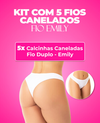 Kit 5 Calcinhas Canelada Fio Duplo