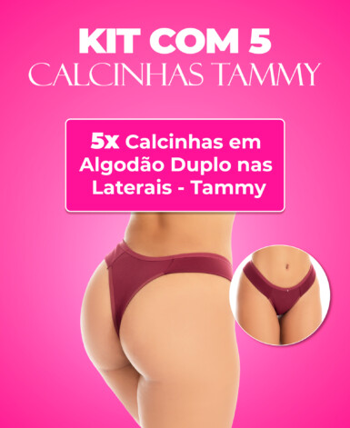 Kit 5 Calcinhas em algodão duplo nas laterais