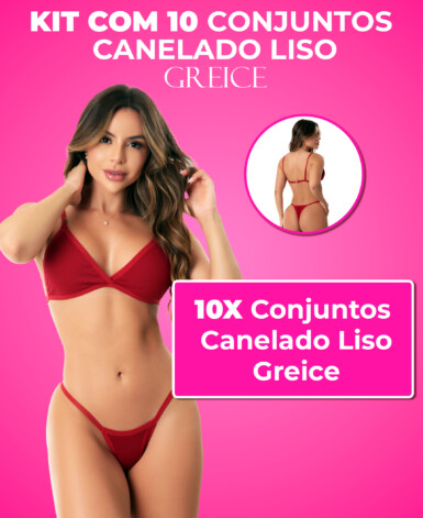 Kit 10 Conjuntos Canelados Liso