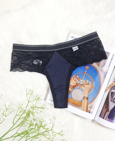 Tanga Fio com Renda Lateral e Elástico