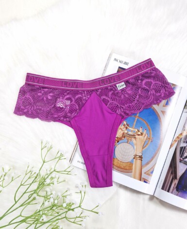 Tanga Fio com Renda Lateral e Elástico