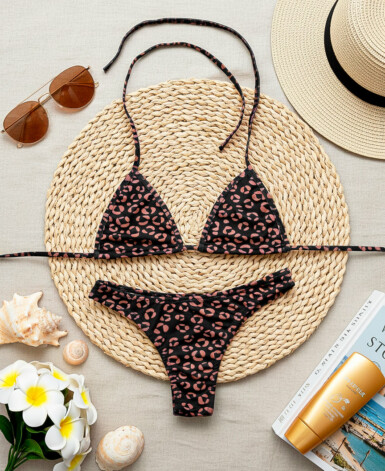 Biquíni Cortininha Estampado Onça