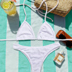 Biquíni Cortininha Canelado Brilhoso - Branco