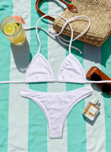 Biquíni Cortininha Canelado Brilhoso - Branco