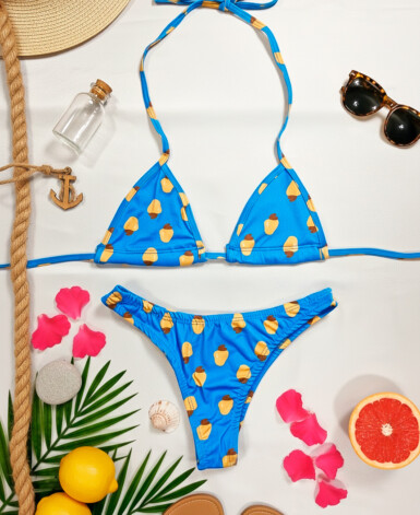 Biquíni Cortininha Estampado - Caju Azul