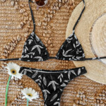 Biquíni Cortininha Estampado - Folhas Preto