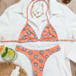 Biquíni Cortininha Estampado - Sol Laranja