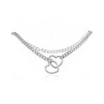 Coleira de Corrente com 2 Corações na Ponta